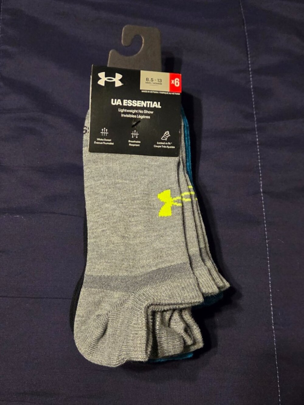 6 PACK MENS UNDER ARMOUR SOCKS